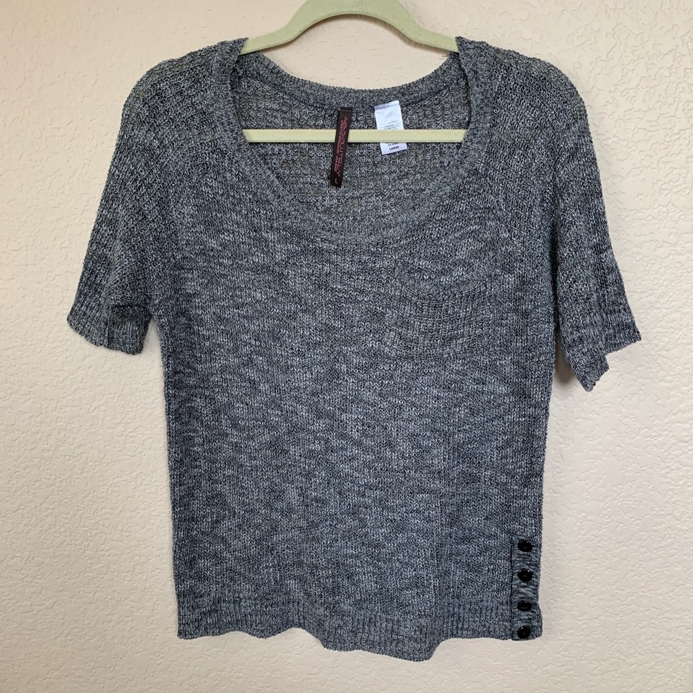 Gray Short Sleeve Sweater Shirt by Absolutely